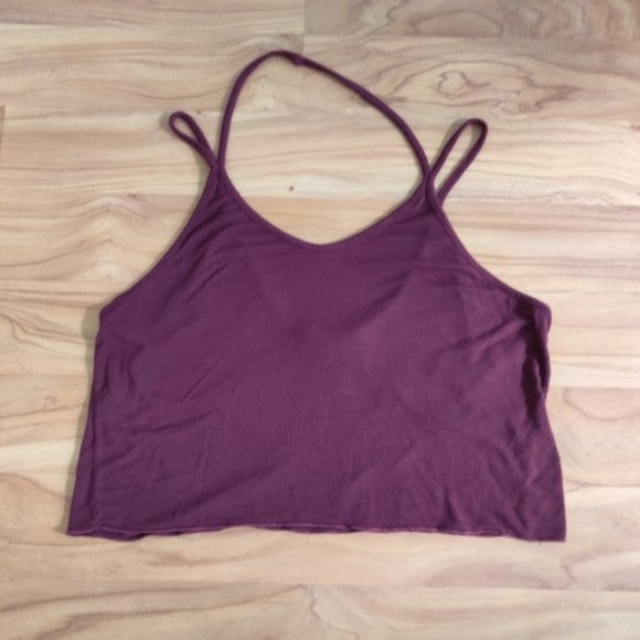 🎈4 for $40🎈Brandy Melville Maroon Strappy cotton blend Sonya Crop Tank - Picture 2 of 7